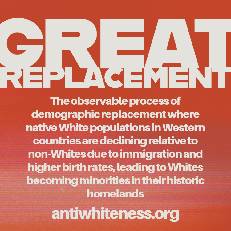 Infographic explaining the Great Replacement theory terminology